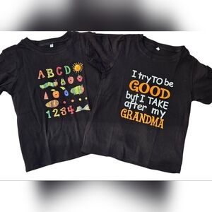 Black Graphic T-Shirts for Kids, 2 Shirt Set Size 6